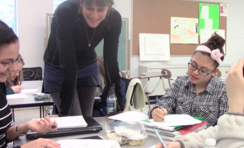 Students and teacher in a classroom